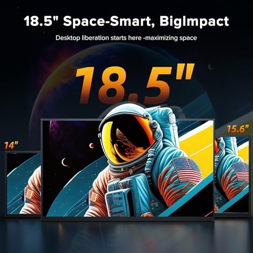 Image of Portable Monitor 18.5'' 120Hz Gaming Monitor, 125%sRGB | 2000:1 | HDR| FreeSync Travel Monitor for Laptop Mac-Book PC, Built-in Stand & Speakers, VESA, USB HDMI Large Second Screen for Game Office