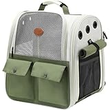 kxptso ペットキャリー 猫 リュック キャリー 折りたたみ式 小型犬/小動物用 キャリーバッグ カーテン付き 大容量ペットリュック お花見 ピックニック お出かけバッグ 旅行 通院 避難に 通気ペットバッグ 飛出し防止リード付き (A)