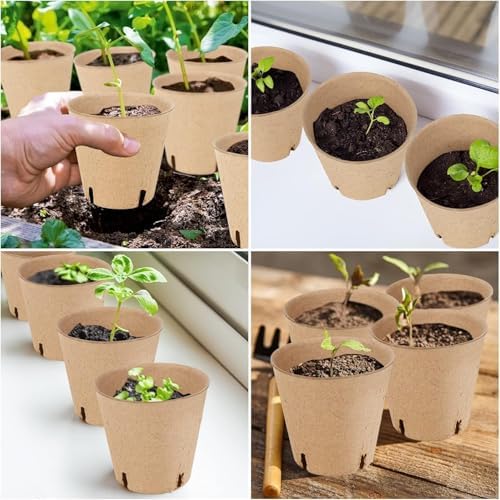 100PCS Peat Pots, 3.15Inch Seed Starting Pots with Drainage Holes Round Nursery Pot, Garden Germination Nursery Pot Bonus 20 Plant Labels — view 5