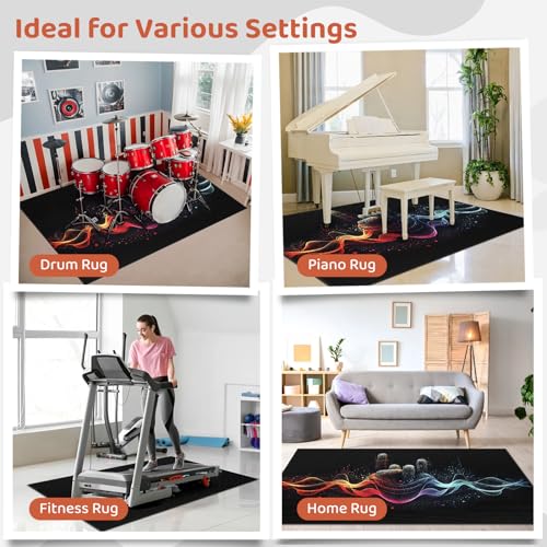 Swewarm Tappetino Per Batteria, 1,5 X 1,5 M, Con Retro Antiscivolo, Tappetino Per La Riduzione Del Rumore, Tappetino Per Strumenti Musicali Insonorizzato, Accessori Professionali Per Batteria Jazz E - 6