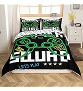 Erosebridal Boys Gamer Comforter Cover Twin Size – Gamepad Design Duvet Cover Set With Pillowcase For Kids & Teens Bedroom