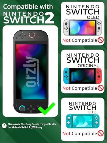 Image of Orzly Case Compatible with Nintendo Switch 2 - Protective Travel Carry Case with Screen Padding, Game Card & microSD Slots, Zipped & Open Pockets for Accessories - 7.9 inch Gift Boxed