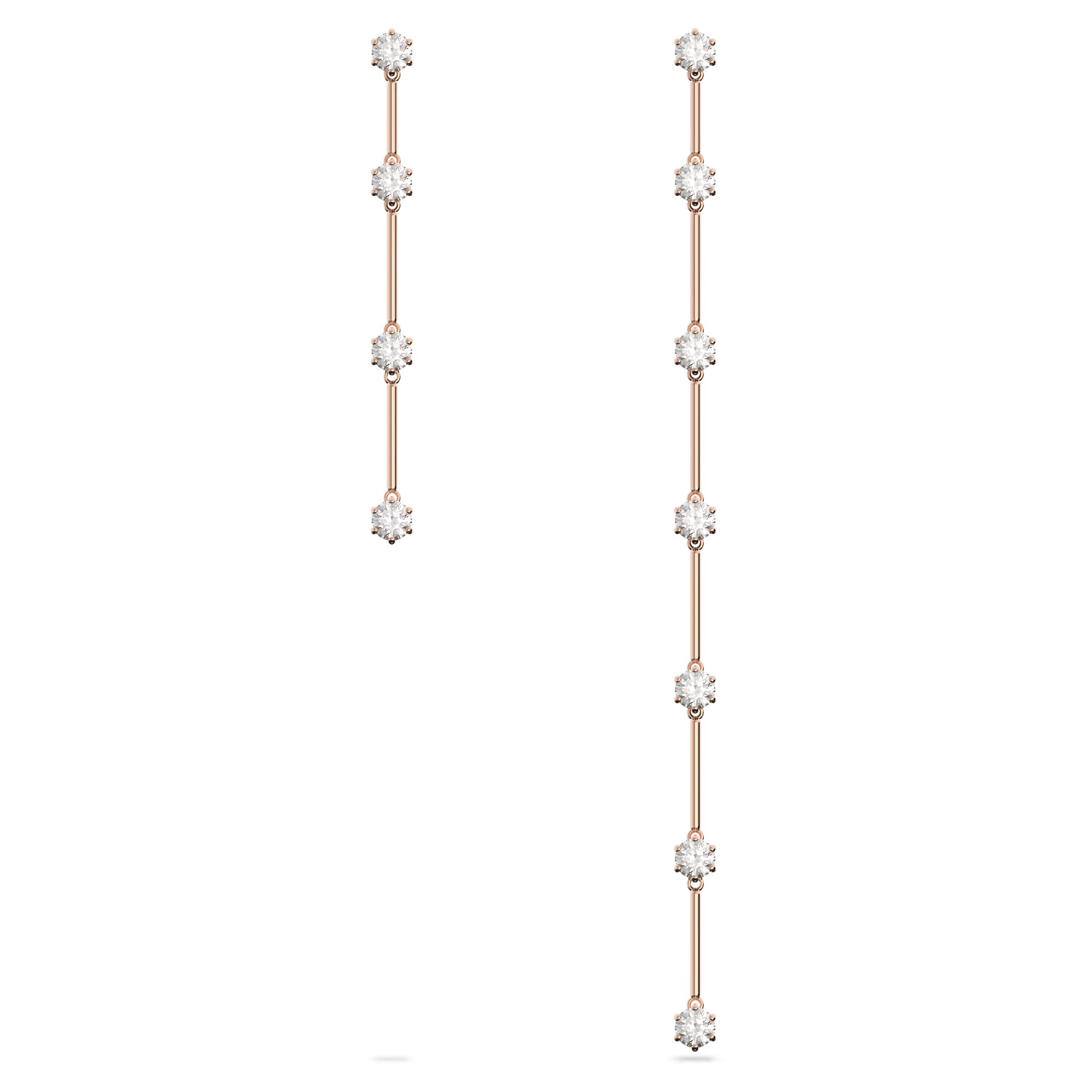 Swarovski Constella earrings, Asymmetrical, White, Rose gold-tone plated