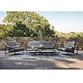 Sophia & William Luxury Patio Furniture Set Outdoor Conversation Set 6pcs, 6.3" Extra Thick Cushion Heavy Duty with Extra Wide & Deep Seat for 4, Side Table with Coffee Table for Pool Garden Backyard
