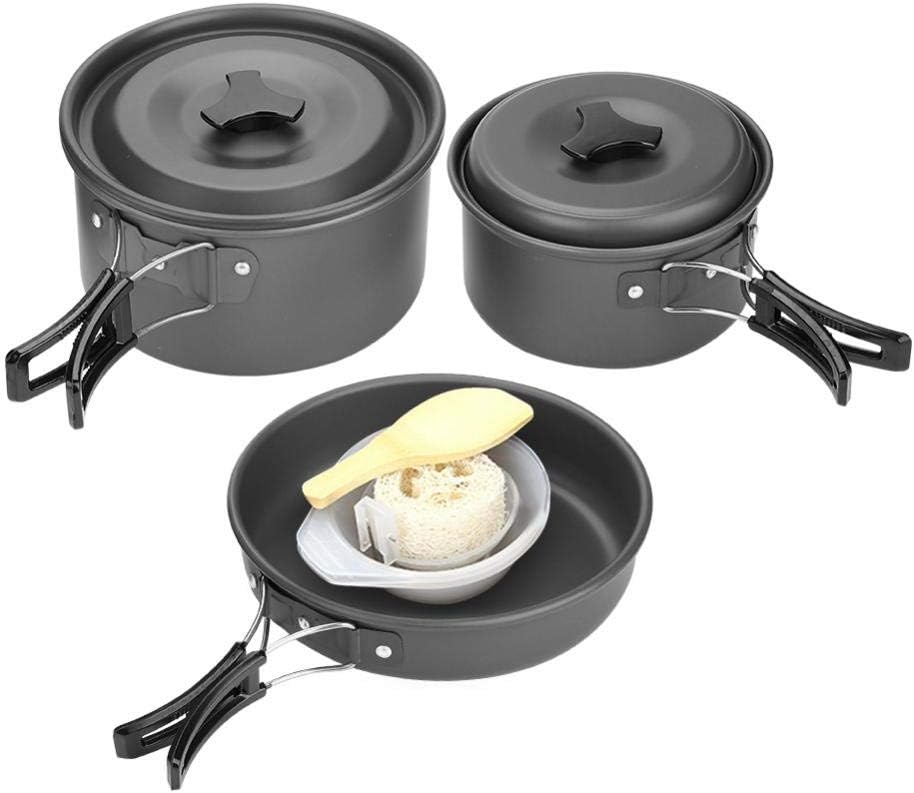 Aluminum Alloy Camping Cookware, Mess Kit with Folding Pot & Pan for Outdoor Cooking, Camping, & Picnic
