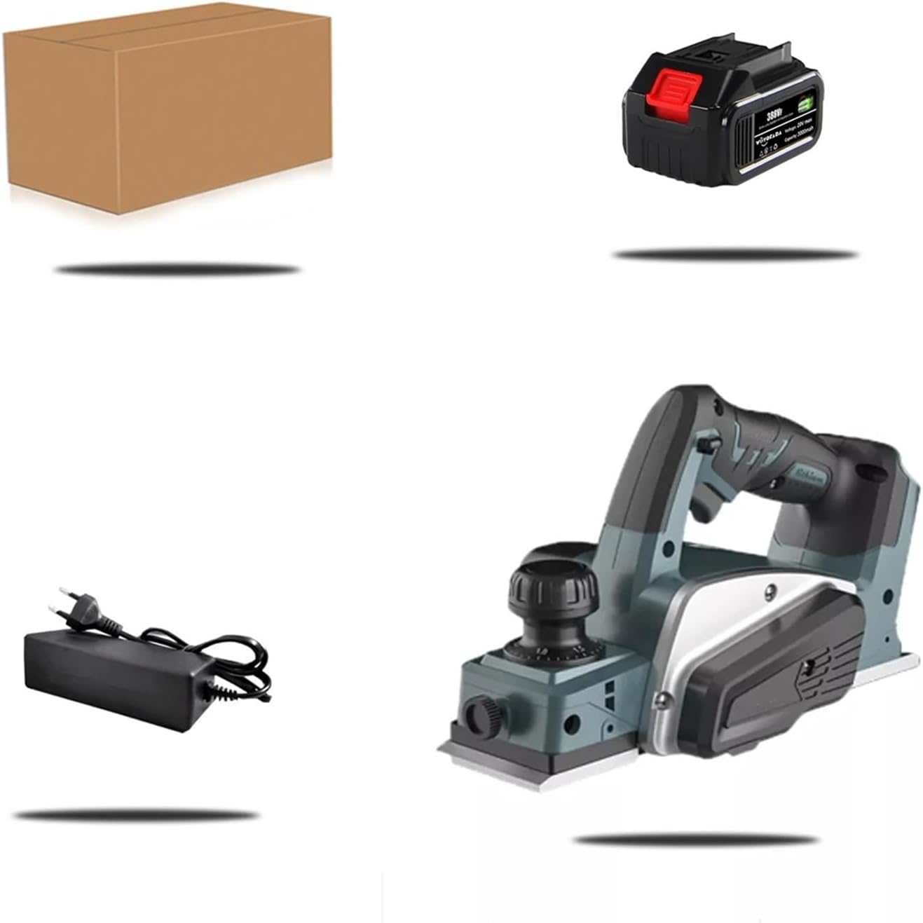 Recharable Electric Planer Cordless Handheld Wood Cutting Tool Cordless Wood Planing Machine Carpenter(2 Battery)