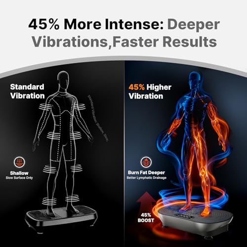 Image of MERACH Vibration Plate Exercise Machine, Vibrating Platform for Lymphatic Drainage Weight Loss Muscle Activation, Full Body Home Exercise Equipment with LED Touch Screen Bluetooth Pull Cord