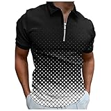 Men's Fashion Zipper Polo Shirts Casual Shorts Sleeve Golf Shirts Polka Dots Striped Color Block Basic Polo Tops