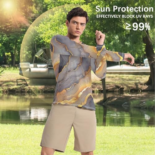 Marble Brown Grey Men's Rash Guard Elastic Elasticity UV Protective Clothing Beach4