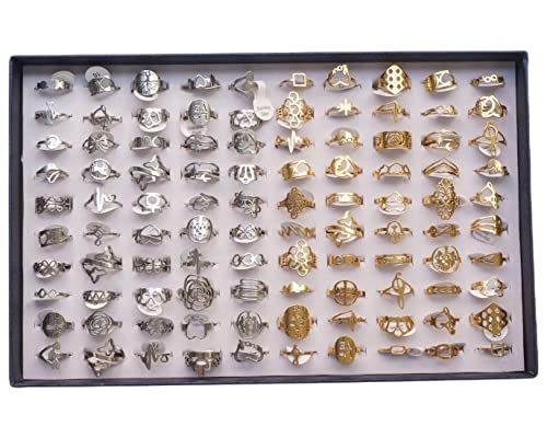 RICHRAIN 100 PCS Lot CNC Cut Stainless Steel Rings | Rings Bulk Wholesale | Come with Jewelry Box3