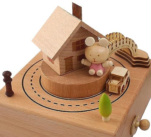 Image of AUGEN Exclusive Music Box Musical Boxes Carousel Children's Boutique Wooden Men and Women Birthday Creative Christmas Valentine's Day Gift Home Decoration (6057-A1)