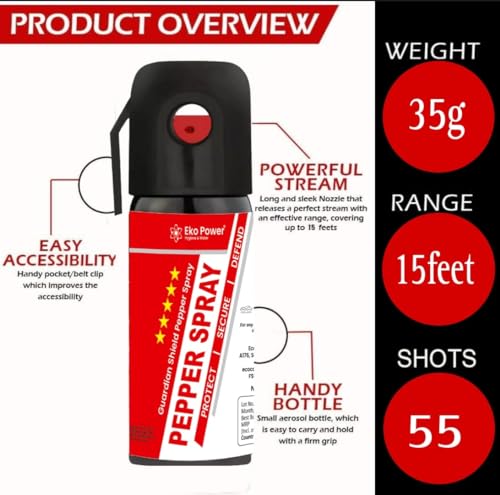 Image of Pepper Spray for 'Self Defence' Small Pocket Size -Effective Self-Defense 50 Time Spray | Organic Product | Pepper Spray for Women Safety | Long 15 Feet Range (Pack of 1 - White)