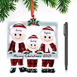 Personalized Family Christmas Tree Ornament Cute Family Photo Frame Christmas Decoration with Black...