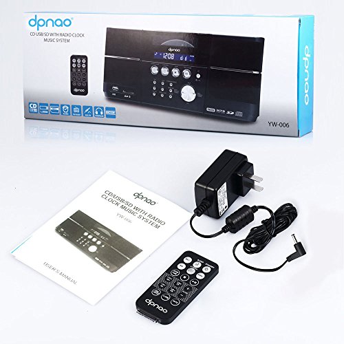 DPNAO Cd Player Portable Boom Box with Clock FM Radio Clock USB SD Aux Line-in for Lap top Home Kids