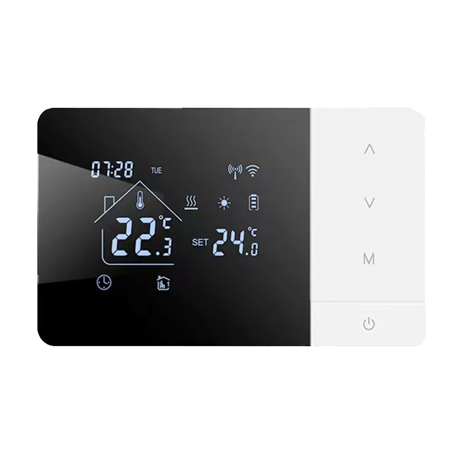Termostato WIFI a batteria O con Cavo Type-c per caldaia a gas,Termostato Ambiente Programmabile 2 fili da Parete Funzione INVERNO/ESTATE,Cronotermostato Settimanale Digitale (Batterie escluso)