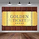 7X5ft Golden Ticket Photo Backdrop Photography Background for Kids Girls Boys, Chocolate Candy Birthday Baby Shower Party Backdrops Photo Booth Prop Decorations Wall Decor Tablecloth