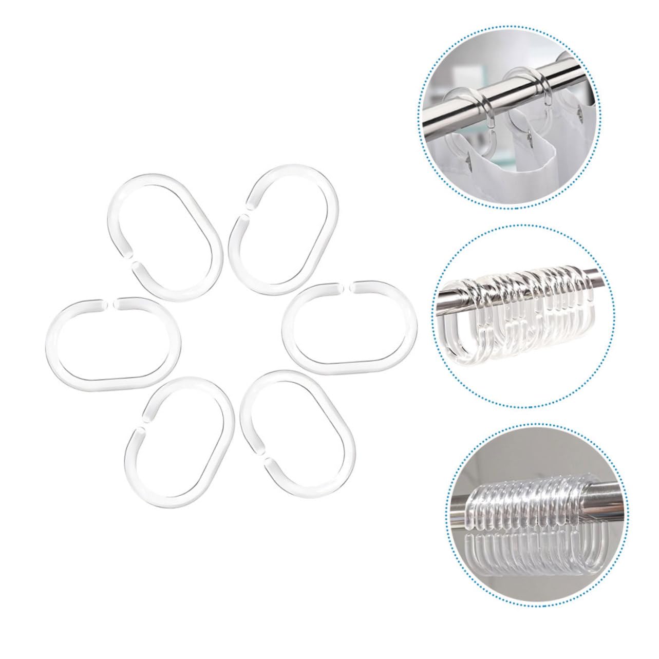 MAGICLULU 192 Pezzi Anello per Appendere della Doccia Decoro casa accessoribagno Ganci Trasparenti per Tende grucce Ganci per Tende Forniture per Tende da Bagno