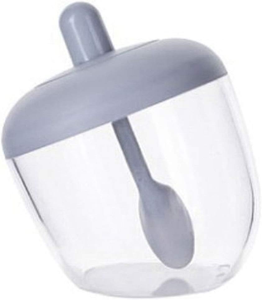 Seasoning Bottles Plastic Condiment Storage Containers Condiment Pot Spice jar with Spoon Honey Pot Oil Brush Bottle(Gray)