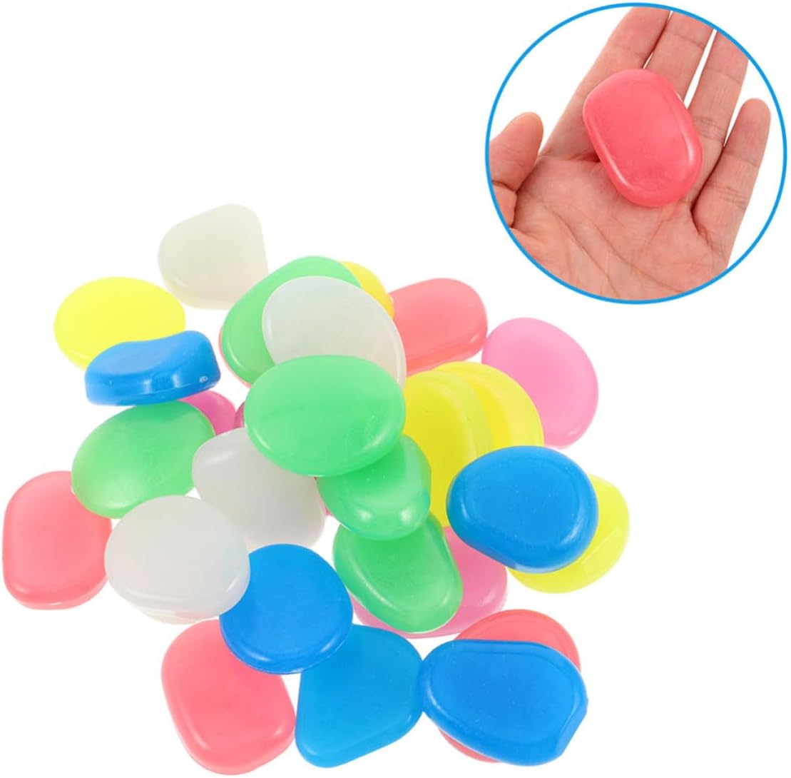55pcs Glow in Dark Aquarium Pebbles for Garden Pathways, 4.5cm