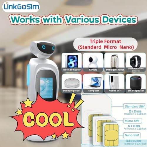 5G/4G LTE/3G Data-Only SIM Card,200MB-6G/30-120Days Plan to Option,Auto-Select Best Signal,Ideal for GPS Tracker & Cameras,Tablets and Other Unlocked Device, No Roaming Fees&Data Plan Sold Separately - 5