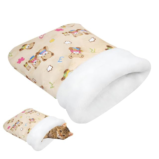 MiOYOOW Saco de Dormir para Mascotas, Cesta para Perros y Gatos, Cama semicerrada de Invierno para Gatos