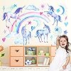 2 Vellen Eenhoorn Muurstickers Decor Voor Meisjeskamer, Eenhoorn Muur Regenboog Sticker Decor Voor Babykamer Kinderkamer…