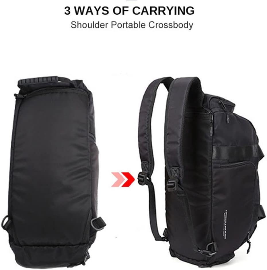 Men's Nylon Sports Fitness Bag Large Capacity Luggage Travel Tote Backpack Multifunctional Shoulder(Blue)