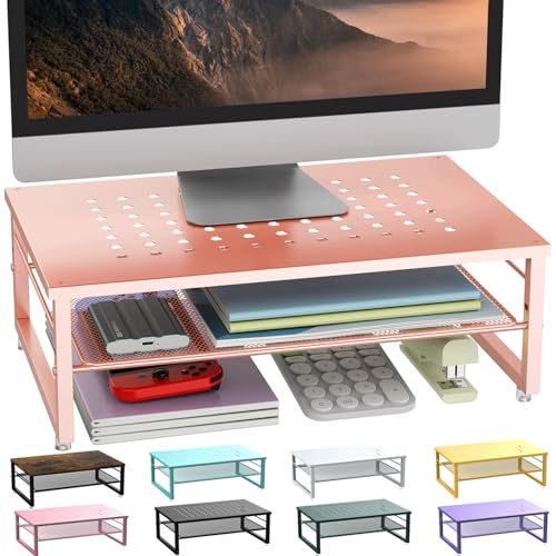 gianotter 2-Tier Metal Monitor Stand Riser, Desk Organizer for Monitor, Office Desk Storage...
