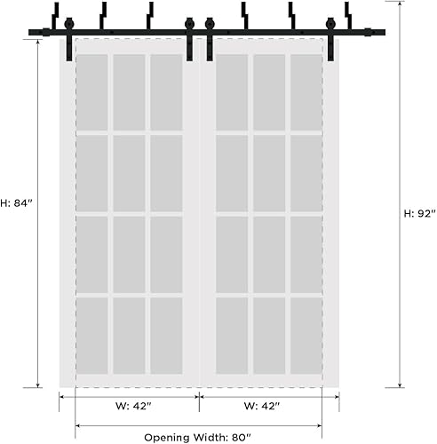 Miniatura 6 de Armario corredero de vidrio opaco puertas de derivación de granero de 79.1 x 79.1in, Sete 6003, seda blancamoderno de 9.2ft, juego de