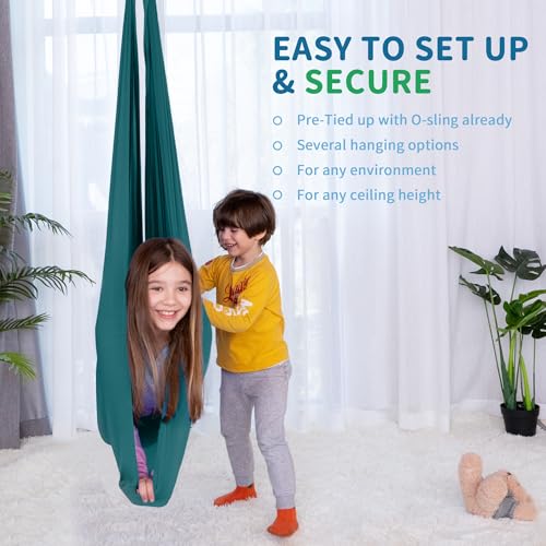 OUTREE Sensory Swing for Kids with 360° Swivel Hanger, Indoor Therapy Swing Great for Autism, ADHD, Sensory Processing Disorder, and Autistic Children (Dark Teal‌) by OUTREE - Image 5