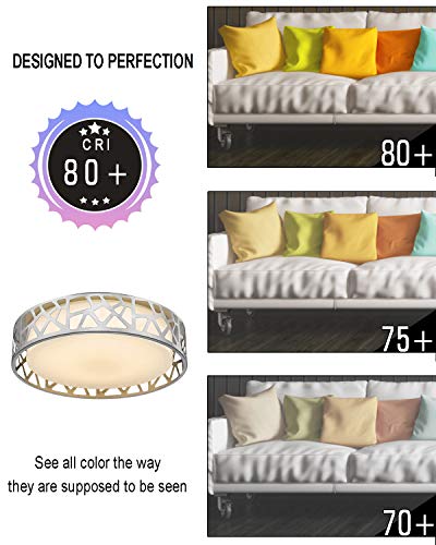 Ceiling Light Fixtures, VICNIE 14 inch 20W 1400 Lumens LED Flush Mount, Dimmable 3000K Warm White, Brush Nickel Finished, ETL Listed for Kitchen, Hallway, Bedroom, Stairways