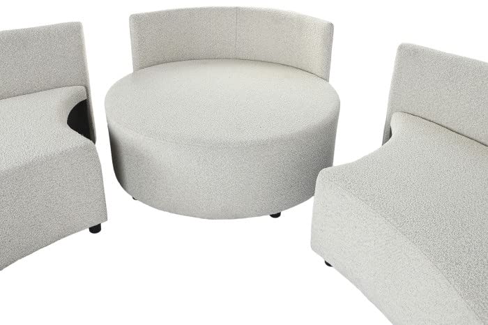 Sofa Modular Redondeado desenfundable de diseño Moderno de Multiples Posiciones Blanco 180X90X75 cm Mesa