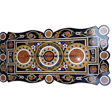 Noguchi Table: 48&quot; x 30&quot; Black Marble Inlay