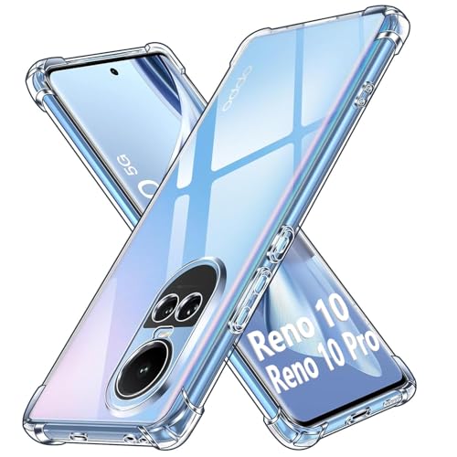Image of Lustree Oppo Reno 10 /10 Pro Back Cover Transparent Case | Clear TPU Shockproof Case with Four Corner Protection & Raised Camera Guard | Slim Protective Cover for Reno 10 /10 Pro