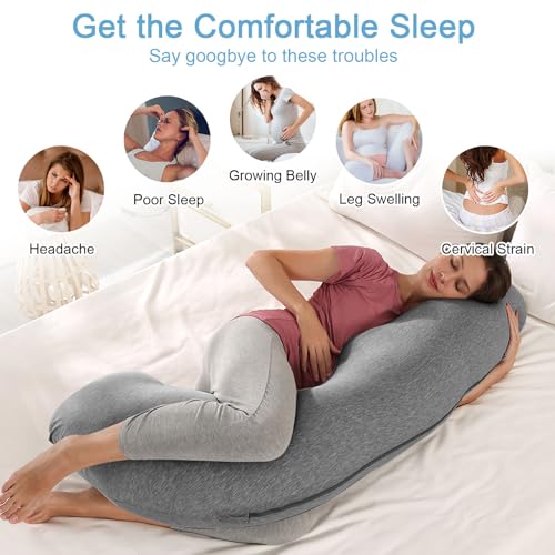 SHANNA Schwangerschaftskissen Seitenschläferkissen Stillkissen Fütternkissen mit Baumwolle Bezug,...
