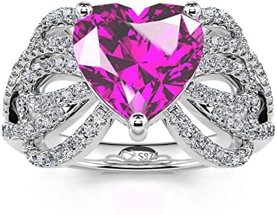 Jeulia Engagement Diamond Rings for Women Bowknot Heart Cut Sterling Silver Band Rose Gold Tone CZ Bridal Set Anniversary Promise Rings Jewelry Crystal Birthstones With Gift Box