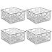 mDesign Metal Wire Food Storage Basket Organizer with Handles for Organizing Kitchen Cabinets, Pantry Shelf, Bathroom, Laundry Room, Closets, Garage - Concerto Collection - 4 Pack - Graphite Gray