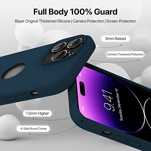 Image of eller sante Liquid Silicon Logo-Cut for iPhone 14 Pro Case Cover, Soft TPU, Shockproof, Scratch Resistant, 6 Feet Drop Protection, Compatible with iPhone 14 Pro Back Cover - Navy Blue