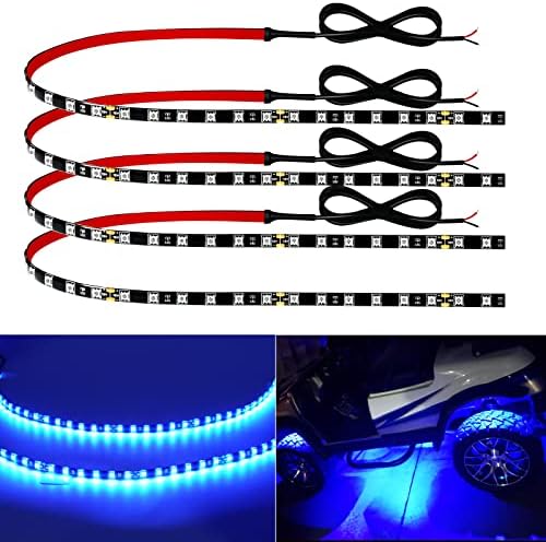 Car Led Strip Lights 24" Connectable Blue Led Light Strip for Cars Boat Marine Golf Cart Trucks Waterproof 12V Led Light Strip, 4Pack