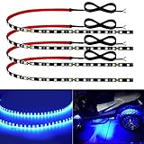 Car Led Strip Lights 24" Connectable Blue Led Light Strip for Cars Boat Marine Golf Cart Trucks Wate