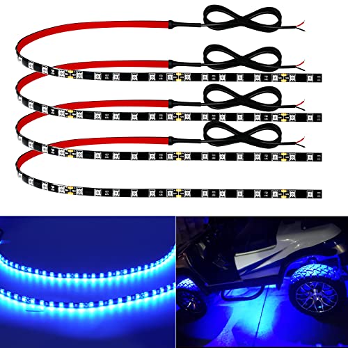 Car Led Strip Lights 24" Connectable Blue Led Light Strip For Cars Boat Marine Golf Cart Trucks Waterproof 12V Led Light Strip, 4Pack #TOP15