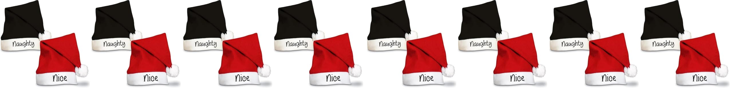 eBuyGB Personalised Red Nice Santa Hat for Adults, Polyester Christmas Hat, One Size Xmas Hats with Festive Symbol, Staff Party, Christmas Party Hats, New Years Eve