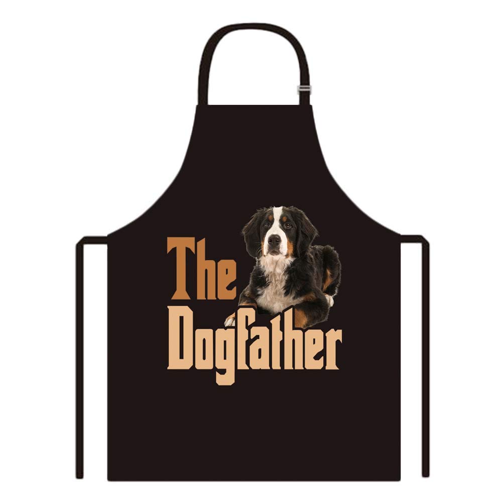 BAGEYOU Dog Father Apron with Bernese Mountain Dog Chef Kitchen Cooking Apron for Men Women
