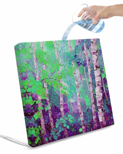 Hokiten Modern Oil Painting Outdoor Cushion Chair Cover Set of 2 - Waterproof Couch Seat Covers, Summer Botanical Purple Green Patio Furniture Protector Cushions Slipcovers for Sofa/RV, 22