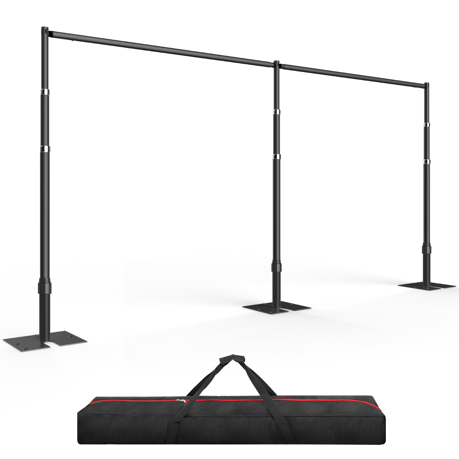 Photo 1 of EMART Backdrop Stand Heavy Duty 12ftx20ft, Adjustable Pipe and Drape Photo Background Support Kit, Metal Frame with Flat Base for Wedding Birthday Party Banquet Decorations-Black