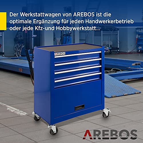 Werkstattwagen Arebos mit 4 Schubladen und großem Stauraum