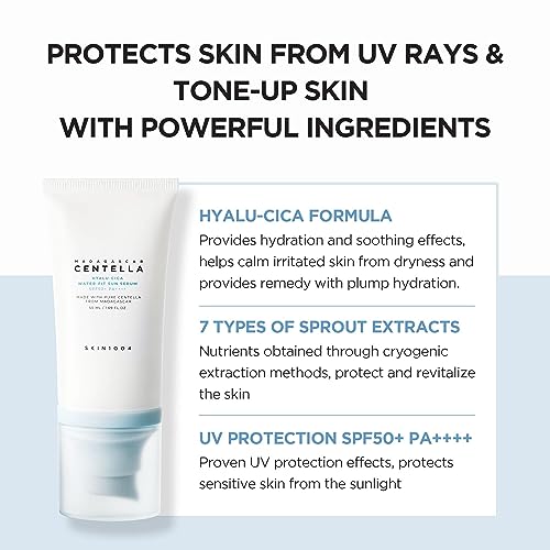 SKIN1004 Hyalu-Cica Water-Fit Sun Serum Gesicht LSF 50+ PA++++, Korean Skincare Moisturizer Sonnencreme Gesicht, Leicht, Ohne Weiße Rückstände, 50 ml, für Empfindliche Haut – Bild 4