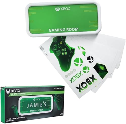 Miniatura 2 de Paladone Cartel de sala de juegos con licencia oficial de Xbox, personalizable con calcomanías, decoración colgante LED para pared o puerta, regalo