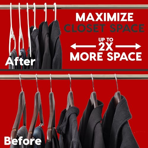 IRIS USA Lightweight Flexible Hangers 50 Pack, Made in USA, Plastic Clothes Hangers with Shoulder Grooves & Accessory Hooks, Dorm Apartment Essentials, Adult Hangers for Light Shirts, White by IRIS USA - Used condition - Image 8