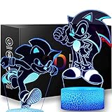 3D Illusion Sonic The Hedgehog Night Light - 2 Pattern 16 Color Change Decor Lamp with Remote...